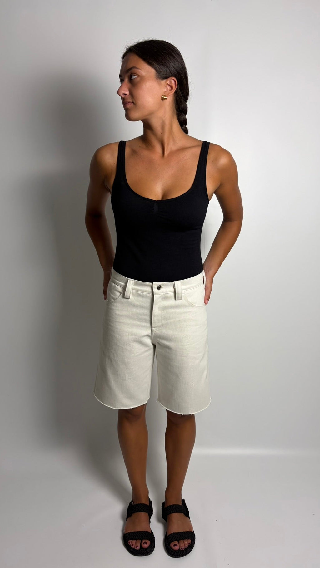 Pantalone Corto silver white