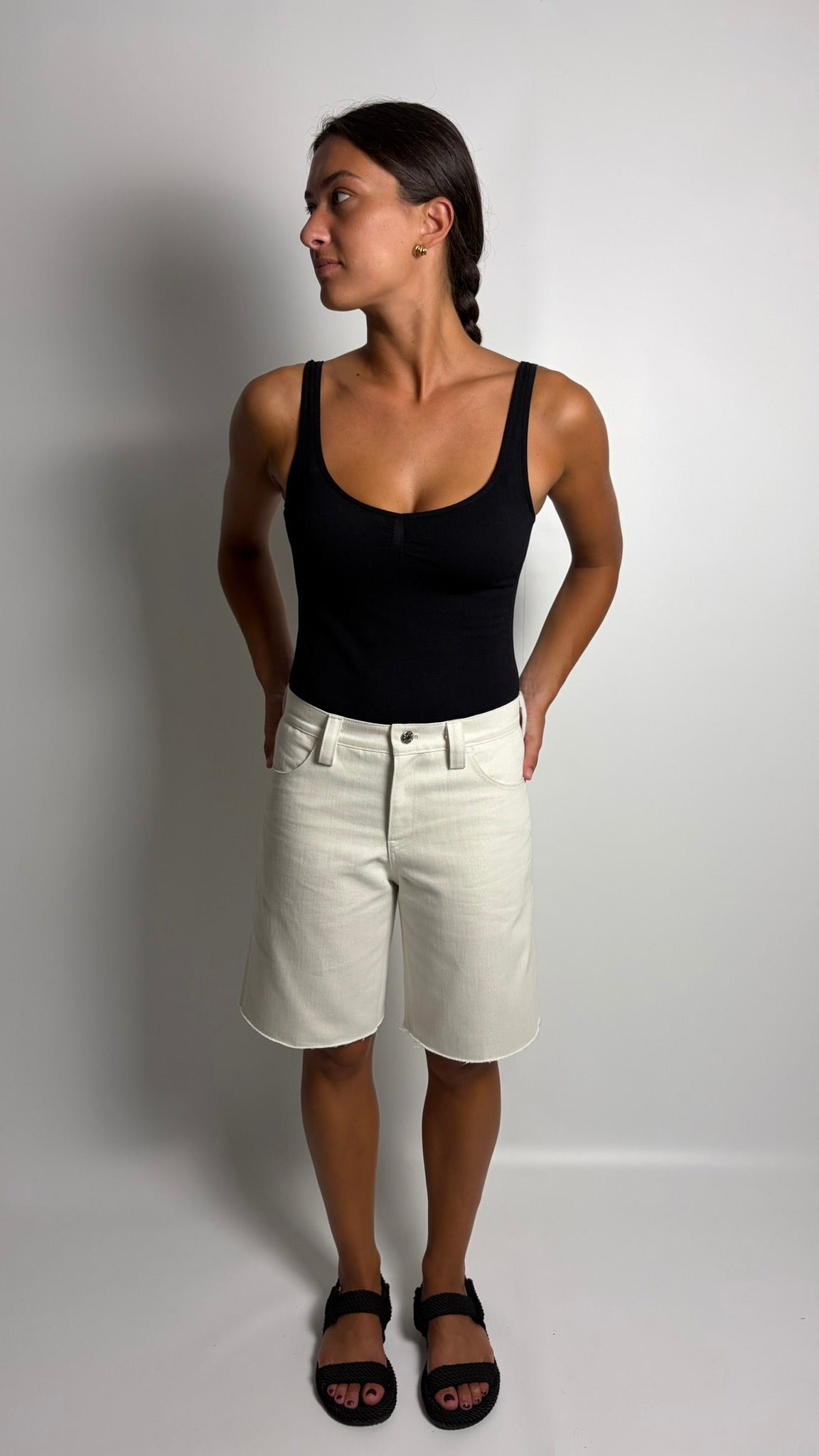 Pantalone Corto silver white
