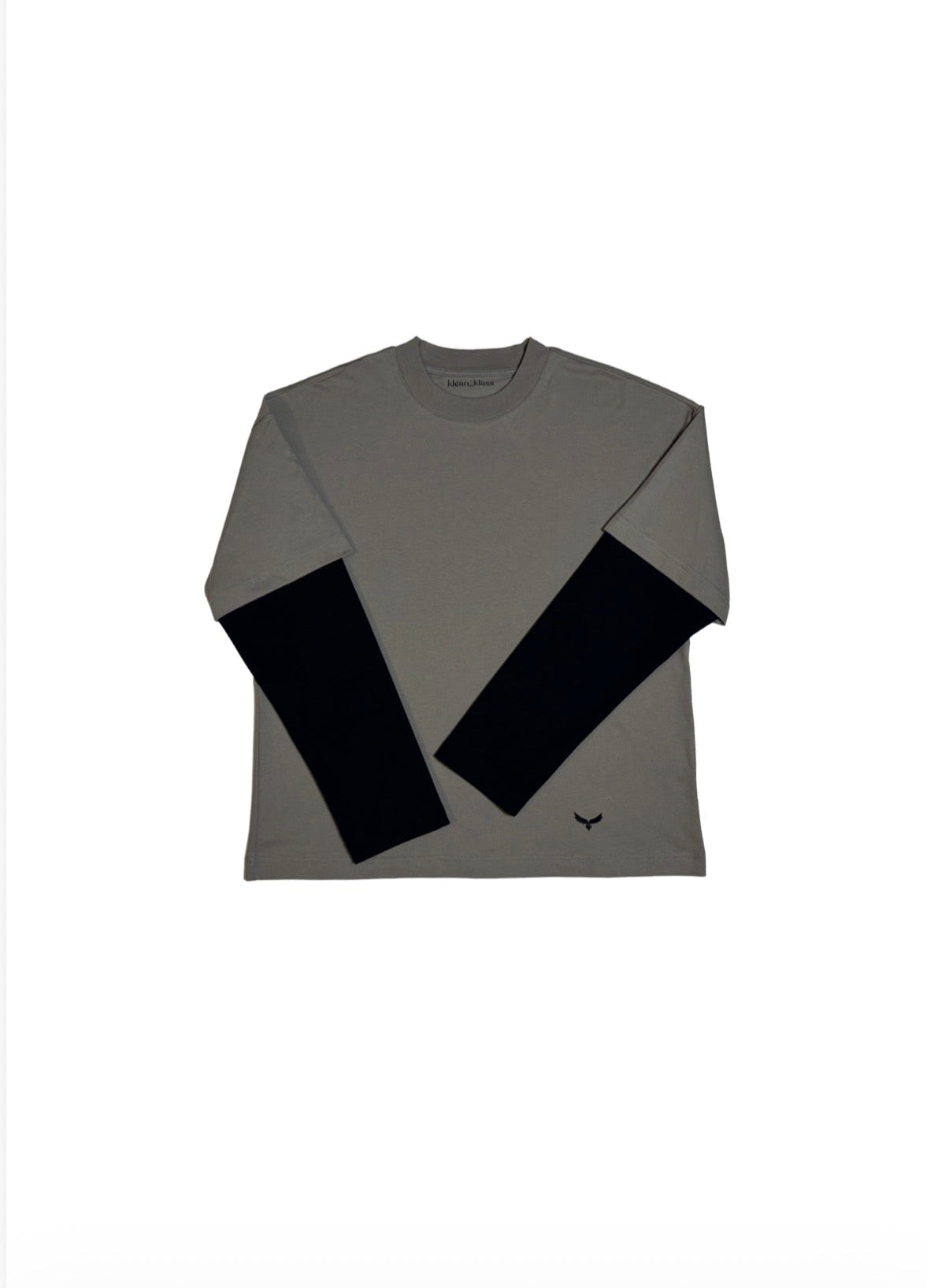 T-Shirt Boxy Fit Doppia Manica Grigio / Nero