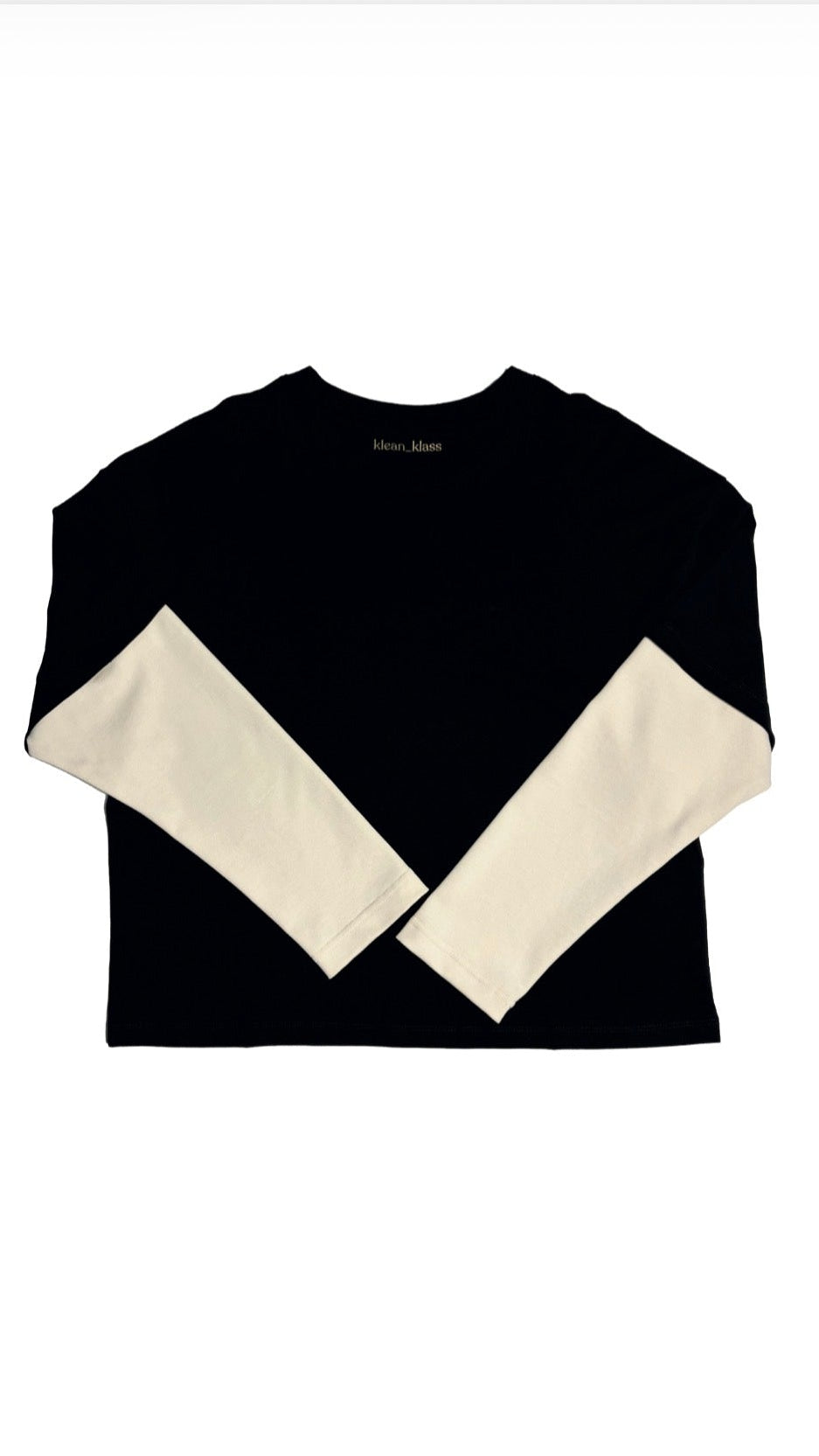 T-Shirt Boxy Fit Doppia Manica Nero / Panna